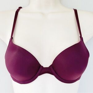 PINK Victoria’s Secret maroon burgundy push up underwire bra size 32A